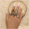 Band Rings Fashion Jewelry Knuckle Ring Gray Pearl Hollow Carved Leaves Flower Turtle Set 5Pcs/Set Drop Delivery Dhsg0