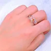 Wedding Rings RongXing Princess Cut Champagne Zircon Square For Women Silver Color Birthstone Crystal Ring Female Jewelry