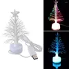 Juldekorationer träd Optic Light Fiber LED -lampor Lamp Night Color Mini Dekorativ omklädningsdekor Fiber Multi Desk USB