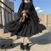 الفساتين غير الرسمية فستان القوطي للنساء harajuku شقيق العرق الطويل الأكمام أسود متوسط ​​الطول كبير
