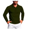 Polo da uomo 2023 Corsa da uomo Sport Fitness Abbigliamento Business Casual Alta elasticità Striscia verticale Camicia a maniche lunghe con risvolto Slim Top