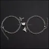 Charm Bracelets 2 Pcs Magnet Attract Creative Couple Bracelet Stainless Steel Friendship Heart Bangle Jewelry Q609Fz Drop Delivery Dhfda