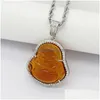 Pendant Necklaces Punk Jewelry Buddha Necklace Women Men Colorf Lampwork Glass Stone Pendum Maitreya Healing Amet Drop Delivery Penda Dhyou