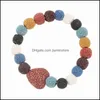 Beaded Natural Black Lava Stone Heart Starfish Bracelet Diy Aromatherapy Essential Oil Diffuser Drop Delivery Jewelry Bracelets Ote1G