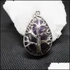 Charms Fashion Waterdrop Tree Stone Charm Handmade Healing Crystal Pendant For Jewelry Pendants Necklace Making 2230 T2 Drop Deliver Dhpkt