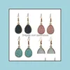 Dungle Chandelier Moda 4colors Druzy Drusy Küpeler Altın Kaplama Geometri Sahte Kadın Mücevher Damlası için Doğal Taş Reçine Otanany