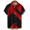 Camisas casuais masculinas verão 2023 colorido xadrez listrado em estilo 3d de estilo imprimido havaian praia um botão plus size 5xl topmen quin22