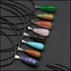 Konst och hantverk Natural Stone Water Drop Halsband Opal Pink Quartz Crystal Chakra Reiki Healing Pendum Halsband Leverans Home Garden Dhheb