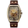 Relógios de pulso Transparente Skeleton Automatic Mechanical Watch Men Top Genuine Leather Band Auto -Winding Mens Relógio Relógio Moun22