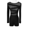 Women's Jumpsuits & Rompers Sexy Women Jumpsuit See Through Mesh Splicing Round Neck Long Sleeve Bodycon Short Bodysuit Outfits Catsuit Club