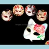 Party Masks Sell 200st Omålade tomma vita sexiga kvinnor Masquerade Mask Venetian Cat Animal Hand Cosplay Costume DIY SN799 Drop Del DhdSv