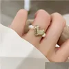 Cluster Rings Imitation Pearl Heart Simple Metal Geometric Piece Girl Personality Index Finger For Women Fashion Jewelry Accessories Dhotd