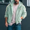 Men's Jackets Autumn Winter Soft Warm Loose Zip Top Men Casual Long Sleeve Side Striped Fleece Hooded Cardigan Men's Coat Outwear