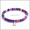 Bracelets De Charme Naturel De Guérison Cristal De Pierres Précieuses Bijoux Agate Perles Pour Femmes Hommes Couple Pendentif Élastique Bracelet Q302Fz Drop Delive Dhz5U