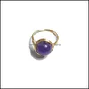 Kunst und Handwerk Wire Wrap Naturstein Ringe Lapis Lazi Amethysts Tigerauge Opal Rosa Kristall Ring für Frauen Schmuck Drop Lieferung Dhrvb