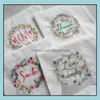 Table Napkin Embroidered Napkins Letter Cotton Tea Towels Absorbent Kitchen Use Handkerchief Boutique Wedding Cloth 5 Designs Sn3213 Dhzoz