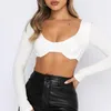 Dames t shirts dames sexy straat stijlvolle crop tops solide kleur low gesneden nek backless lange mouw slanke fit t-shirts clubkleding zomer herfst