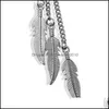 Dangle Chandelier 4 Style Clip على أقراط للرجال غير الثقب Kpop Feather متدليًا بالفولاذ المقاوم للصدأ Hie Hie C3 Drop Delive Dh9r3