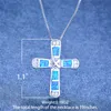 Pendant Necklaces Female Classic Cross Necklace White Blue Opal Stone Vintage Silver Color Chain For Women Boho JewelryPendant Morr22