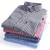 Casual shirts van herenkwaliteit Plaid voor mannen lange mouw katoenen herenjurk regelmatig fit geruit shirt zacht comfortabel mannelijk mannetje