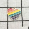 Charms 10Pcs Rainbow Heart Enamel Charm Jewelry Accessories Earring Pendant Bracelet Necklace Zinc Alloy Diy Finding Drop Delivery F Dhgtu