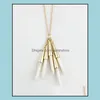 Pendant Necklaces Fashion Natural Stone White Green Turquoise Necklace Gold Metal Long Chain Sweater Statement Drop Delivery Jewelry Ot0Jc