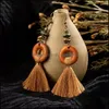 Dangle Chandelier Bohème Fringe Gland Boucles D'oreilles Pour Les Femmes Ethnique Vert Jaune Couleur Goutte Boucle D'oreille Géométrique Bois Boucle D'oreille En Bois Je Dhglk