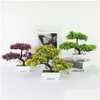 Dekorative Blumen Kränze Künstliche Pflanzen Kiefer Bonsai Kleiner Baum Topf Gefälschte Topfornamente Für Heimdekoration El Garten Dekor Dhgki