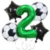 Décoration de fête ballons de Football anniversaire feuille Globos enfants garçon numéro ballon ballon Football sport thème fournitures