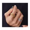 Cluster Rings Punki Gold Sier Color Chunky Link Twisted Geometric Chain Ring for Women Vintage Open Justerbar 2021 Trendy Drop Deli Dhrnk