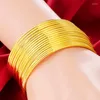 Bransoletka Bangle 10pcs/ LOT Pure Gold Kolor For Wesder Wedding Bridal Biżuteria okrągła bransoletki Pulseira Femme Akcesoria opaski na rękę