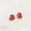 Stud Fashion Jewelry S925 Sier Needle Orecchini Cute Compact Senior Red Stberry Drop Delivery Dhrhc