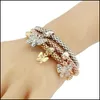 Bracelets de charme Threecolor Popcorn Bracelet Sets Stretch Bangles Stretch Crystal Rhinestone Music Note