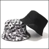 Chapeaux à bords avares Chapeau de seau en toile d'été Creative Dollar Doodle imprimé pêcheur mode Sunbonnet casquette double face pour les amoureux Drop Otoz2