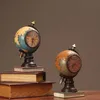 Decorative Figurines Objects & 24cm Vintage Globe Shape Watch Resin With Clock Retro Ornaments Living Room Home Office Decoration