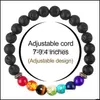 Charmarmband 8mm lava rock 7 chakra armband aromaterapi eterisk olja diffusor armband elastiska naturstenp￤rlor q51fz drop de dhqri