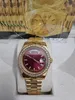 Z oryginalnymi pudełkiem luksusowe zegarki 41 mm męskie 18k żółta czerwona tarcza większa diamentowa automatyczna moda marka męska zegarek na rękę 202365