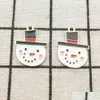 Charms 10Pcs 16X20Mm Enamel Christmas Snowman Charm Jewelry Accessories Earring Pendant Bracelet Necklace Zinc Alloy Diy Finding Dro Dhgid