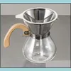 Coffee Tea Tools Cone Shaped Stainless Steel Dripper Double Layer Mesh Filter Basket Home Kitchen Tool Sn899 Drop Delivery Garden Dhdgl