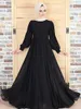 Etnische kleding chiffon maxi jurken geplooid gelaagde buste lange mouw swing jurk niet transparante islam moslimvrouwen Arabisch kalkoen abaya