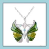 Pendentif Colliers Mode Cristal Papillon Pour Femmes Forme Animale Sier Chandail Chaîne Femelle Bijoux De Luxe Cadeau Drop Livraison Pendan Otrij