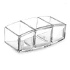 Storage Boxes HX5B Makeup Brush Holder 3 Slots Clear Cosmetic Organizer And For Bathroom