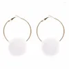 Pendientes de aro moda mujer Pom geométrico diseño Simple 7 colores bola redonda señoras niñas pendientes de pompón Brincos