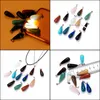 Arts And Crafts Natural Stone Long Drop Pendant Necklace Opal Tigers Eye Pink Quartz Crystal Chakra Reiki Healing Pendum Necklaces F Dhmpy
