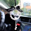 Decorative Figurines Sparkle Crystal Pearl Car Pendant Accessories Rearview Mirror Shambhala Bling Swan Hanging Girls Women Interior