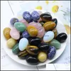Piedra no porosa natural 16x22 mm en forma de huevo siete chakras cristal curativo pequeños adornos joyería de entrega Otd5L