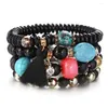 Perlé Strand Mignon Bois Noir Perle Bohême Élastique Charmes Bracelets Bracelets Perles En Bois Bracelet Mtilayers Pseras Femmes Drop Delive Dh5Bf