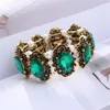 Bangle Drop No Receipt Brand Gold Color Green Crystal Stone Rhinestones Bracelet Jewelry Women Wedding Fashion 1105