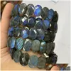 Beaded Strand Rainbow Labradorite Stone Beads Bracelet Natural Gemstone Diy Jewelry Bangle For Woman Man Gift Wholesale Drop Deliver Dhxn1