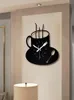 Orologi da parete Nordic Design semplice Stile Orologio Arte Moda Creativo Muto Moderno Grande tazza da caffè Metallo Decorazioni per la casa Deco B